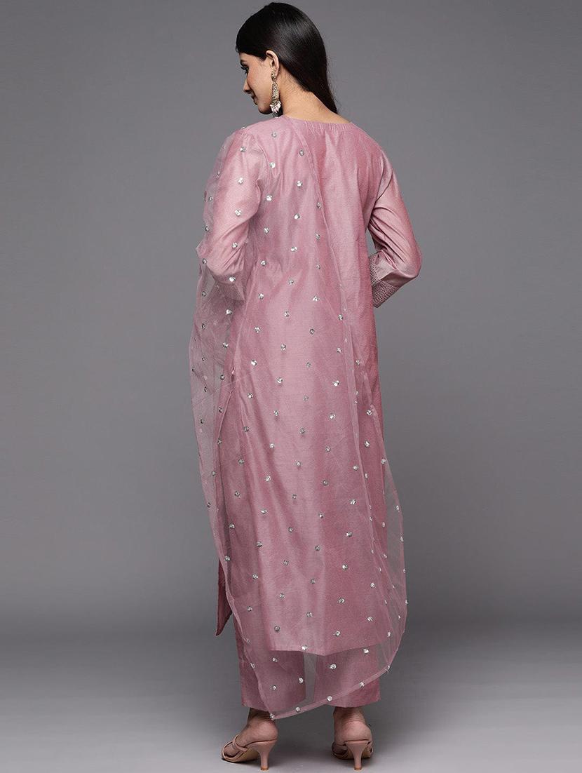 women three quarter sleeve kurta pant with dupatta set - 21954202 - Standard Image - 3
