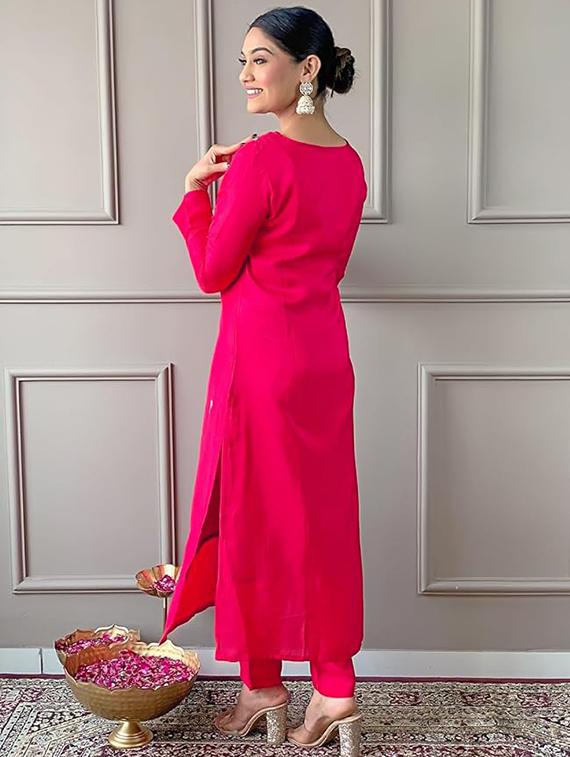 women three quarter sleeve kurta pant with dupatta set - 21954203 - Standard Image - 3