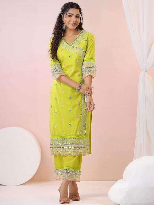 women embroidered long sleeve kurta pant set - 21954205 -  Standard Image - 0