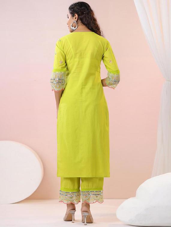 women embroidered long sleeve kurta pant set - 21954205 - Standard Image - 3