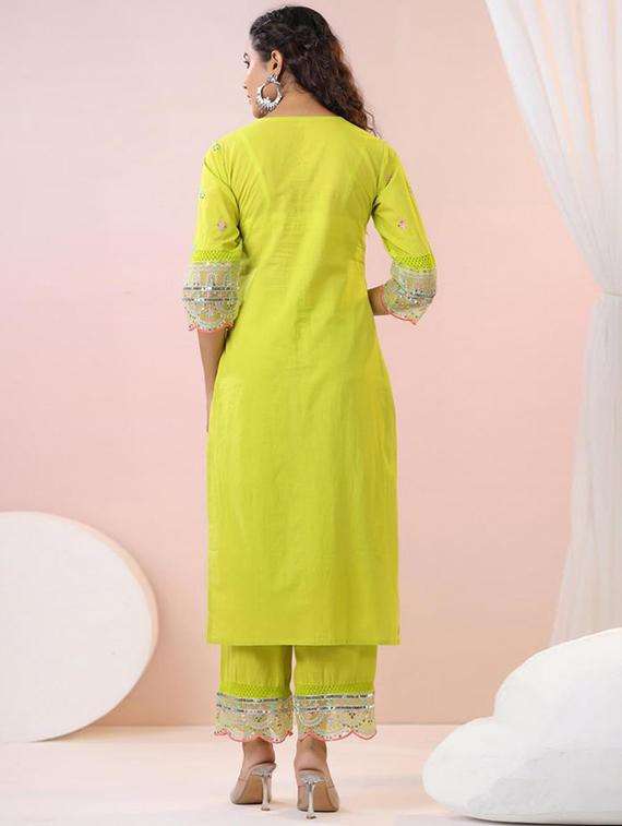 women embroidered long sleeve kurta pant set - 21954205 -  Standard Image - 3