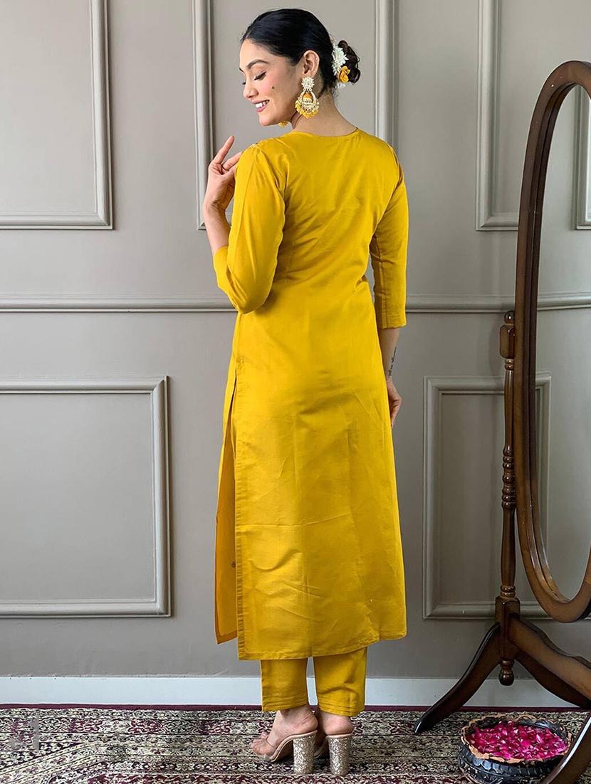 women three quarter sleeve kurta pant with dupatta set - 21954206 - Standard Image - 3