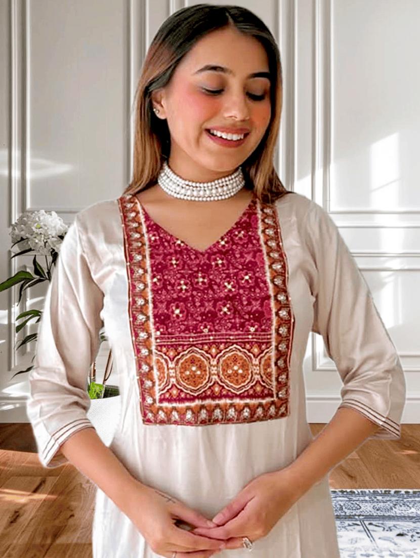 women three quarter sleeve kurta pant with dupatta set - 21954207 - Standard Image - 3