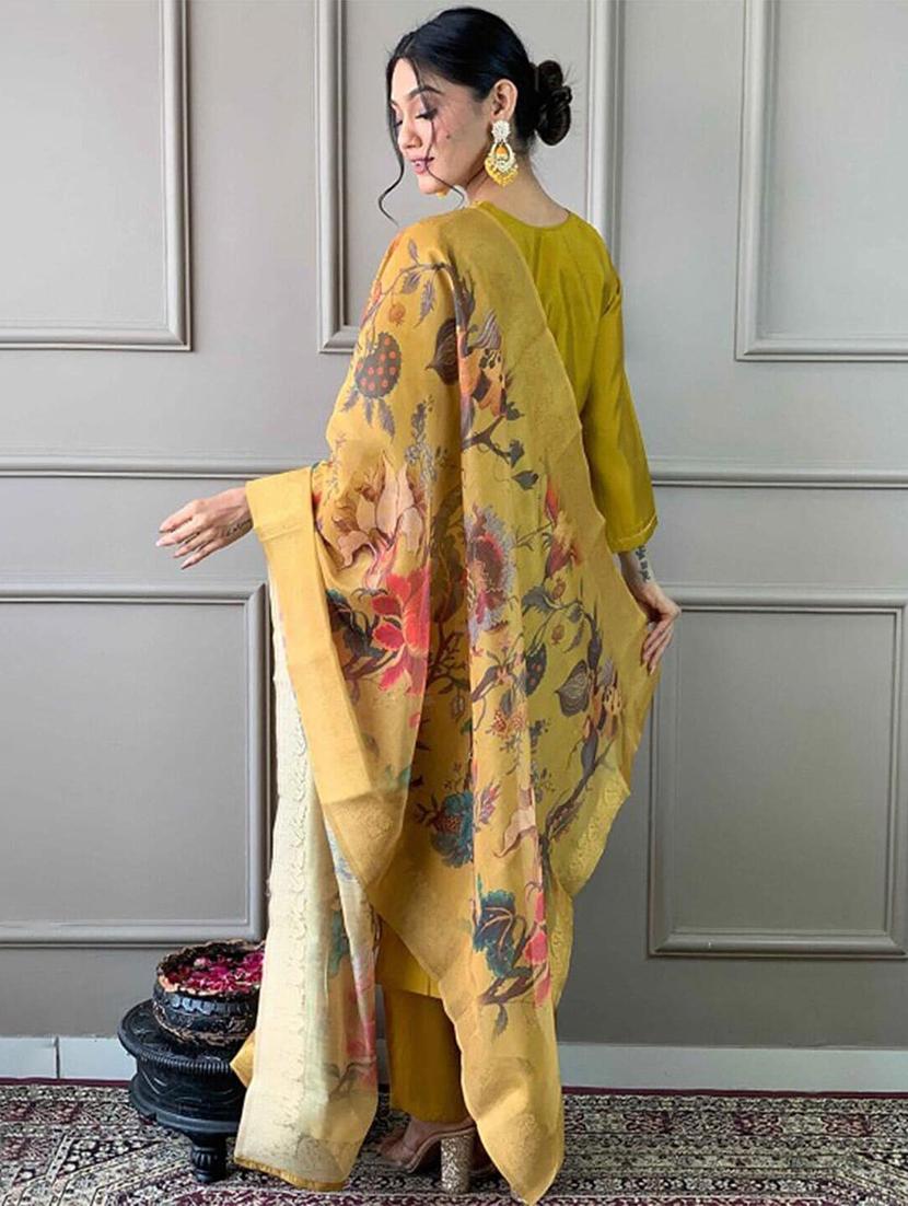 women three quarter sleeve kurta pant with dupatta set - 21954208 - Standard Image - 3