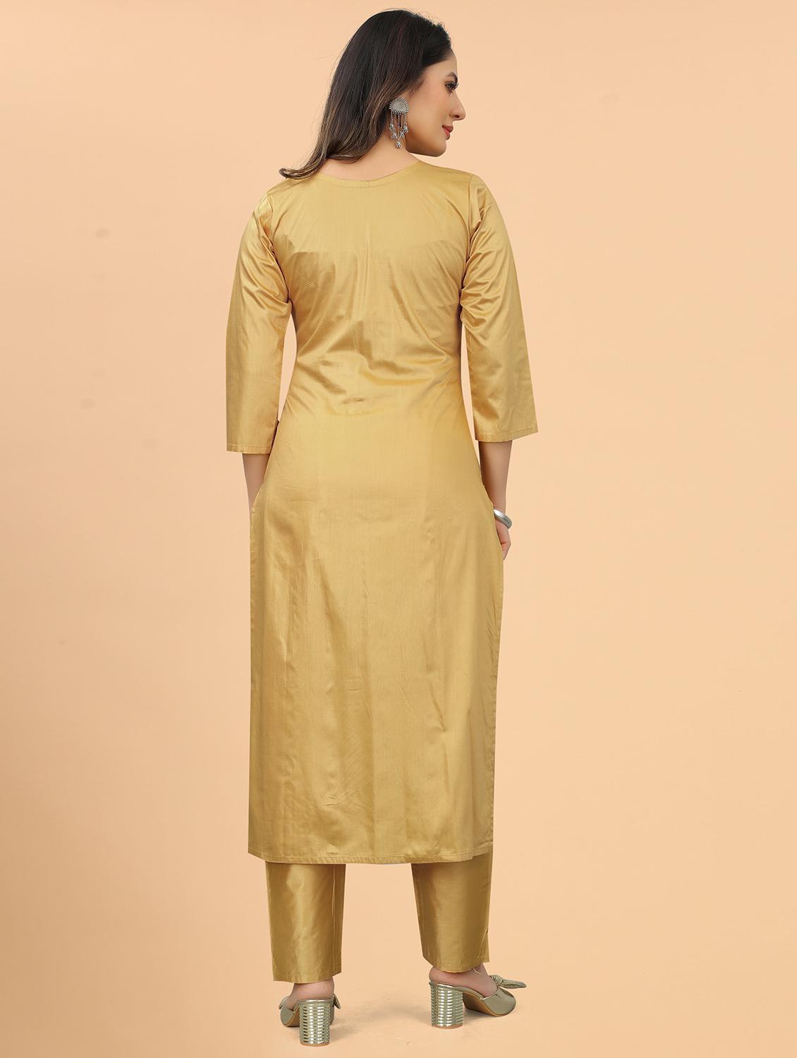women three quarter sleeve kurta pant set - 21954209 - Standard Image - 3