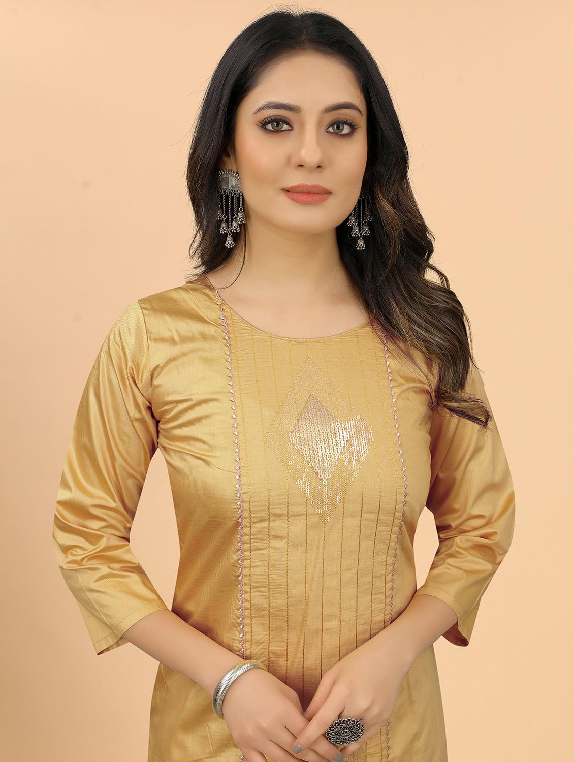 women three quarter sleeve kurta pant set - 21954209 - Standard Image - 5
