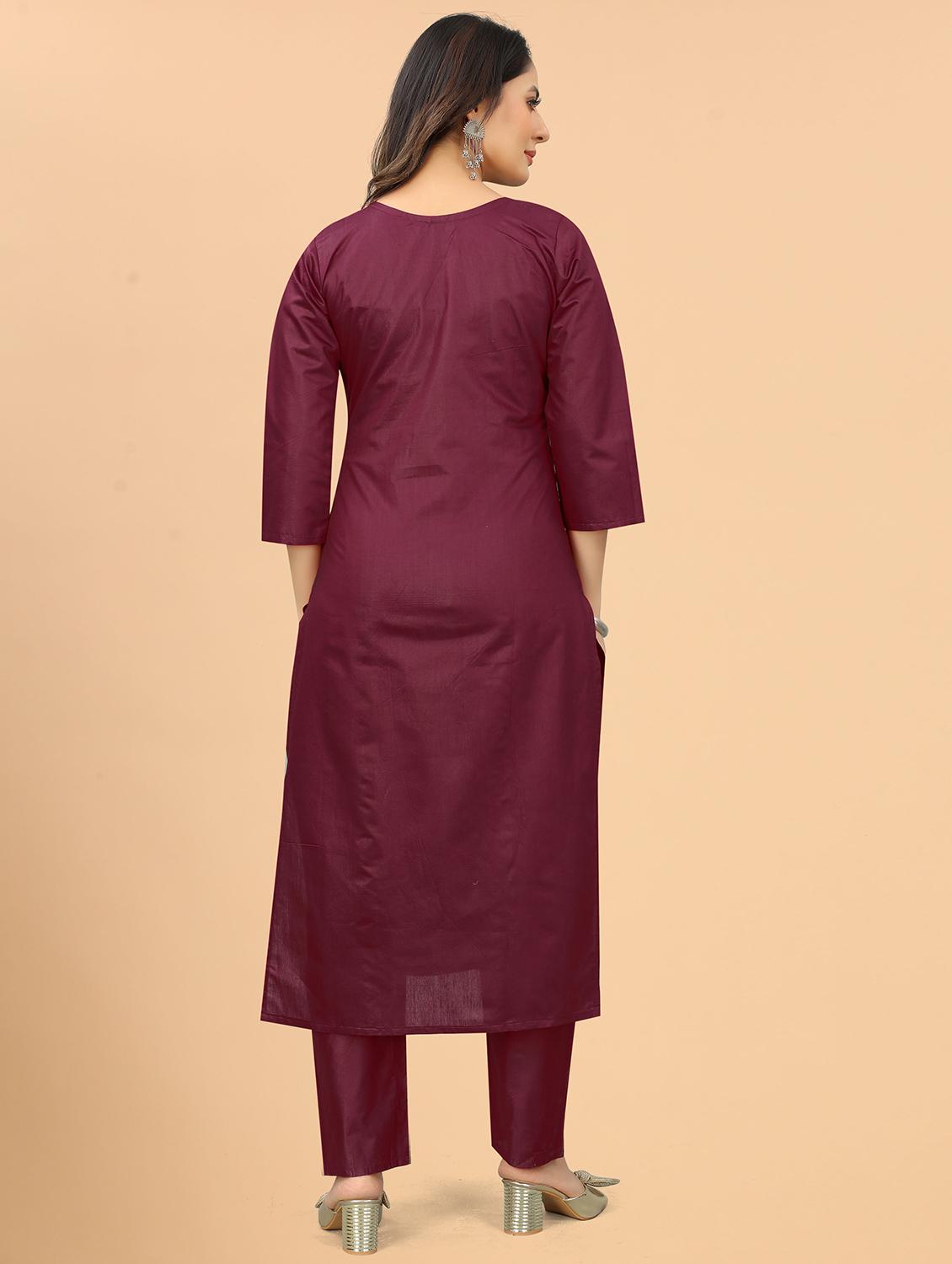 women three quarter sleeve kurta pant set - 21954210 - Standard Image - 3