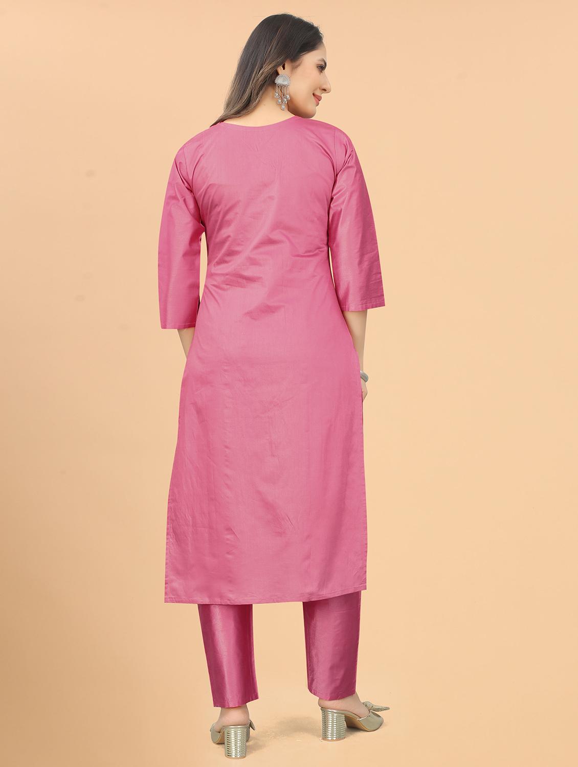women three quarter sleeve kurta pant set - 21954211 - Standard Image - 3