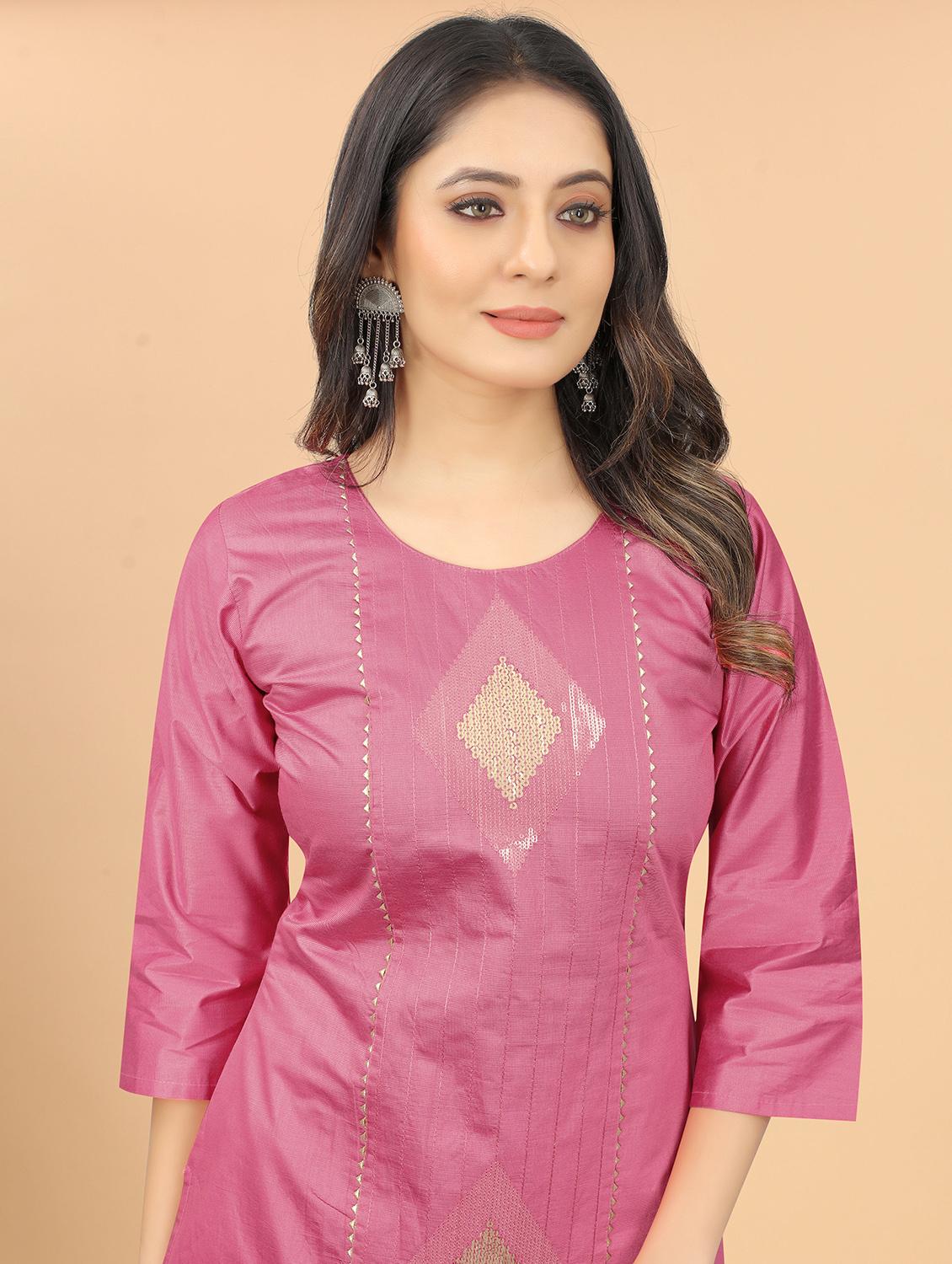 women three quarter sleeve kurta pant set - 21954211 - Standard Image - 5