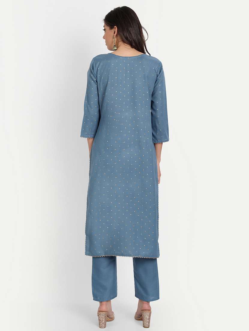 women three quarter sleeve kurta pant with dupatta set - 21954212 - Standard Image - 3