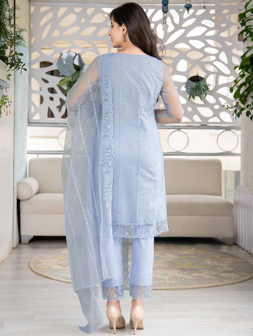 women embroidered long sleeve kurta pant with dupatta set - 21954214 - Standard Image - 3