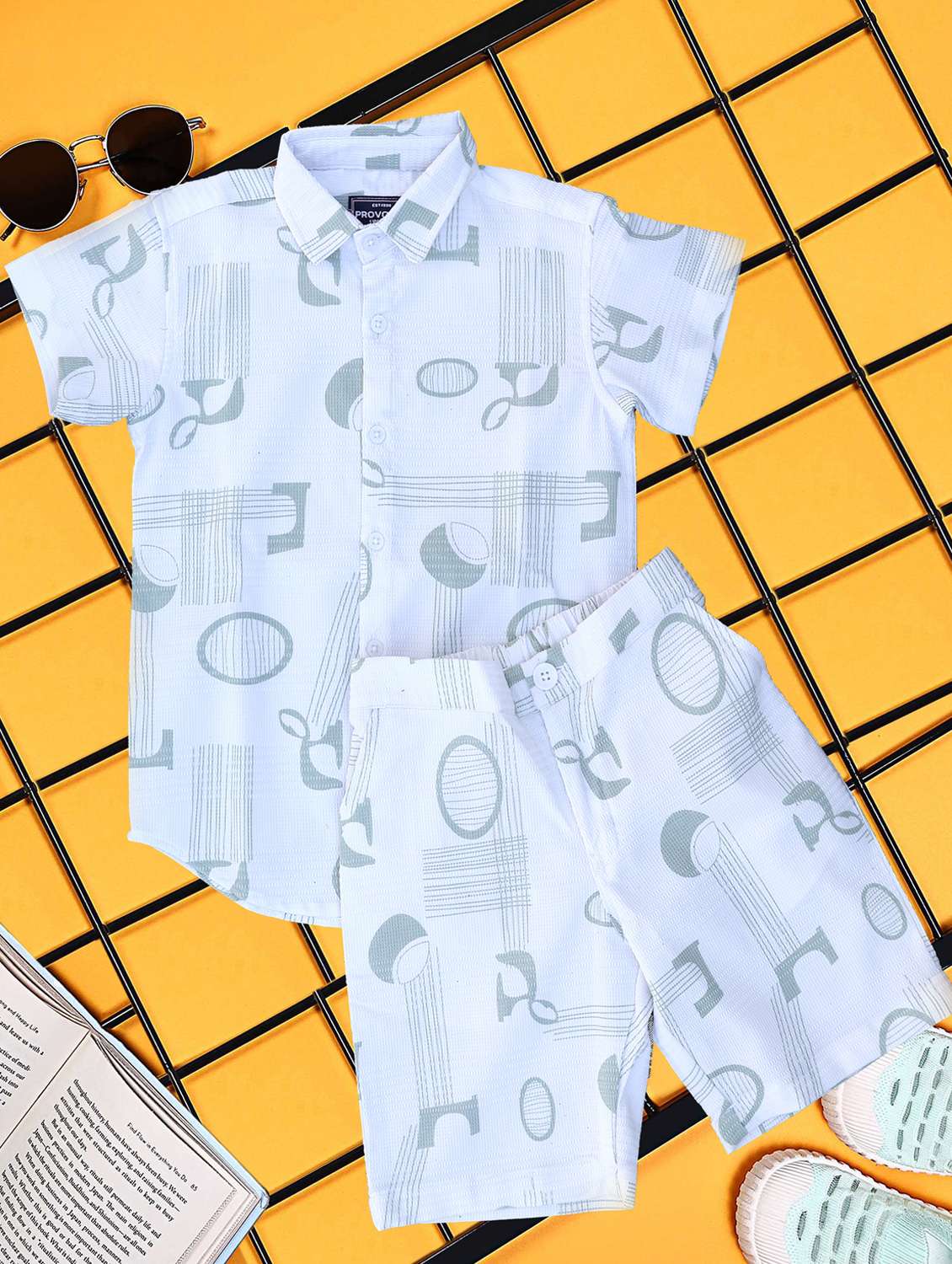 boys printed shirt and short co-ord set