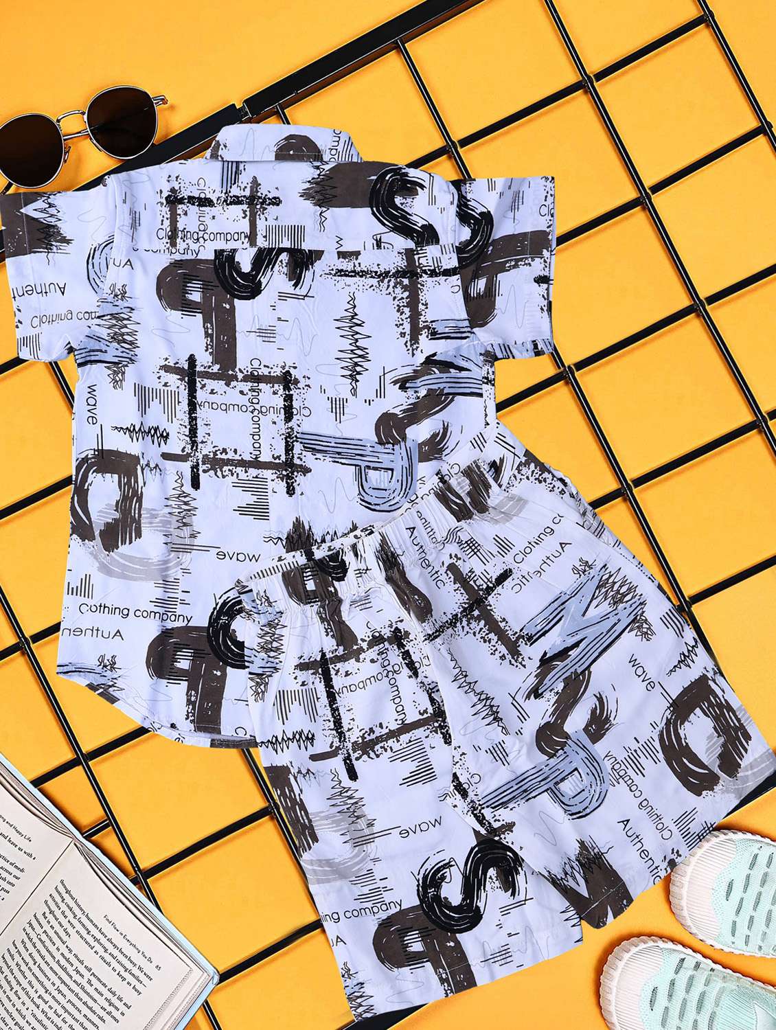 boys printed shirt and short co-ord set - 21954272 -  Standard Image - 3