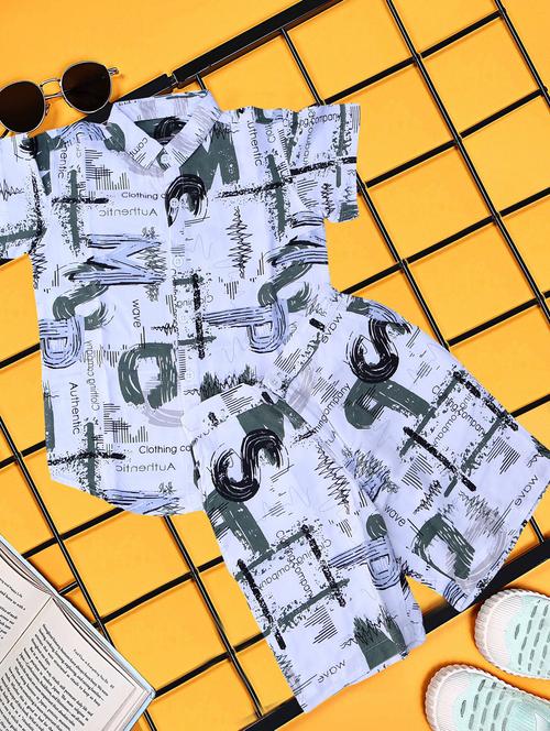 boys printed shirt and short co-ord set - 21954274 - Standard Image - 0