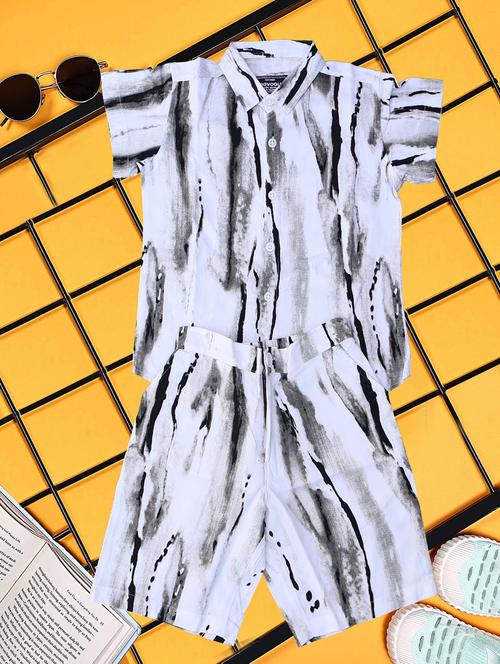 boys printed shirt and short co-ord set - 21954278 - Standard Image - 0