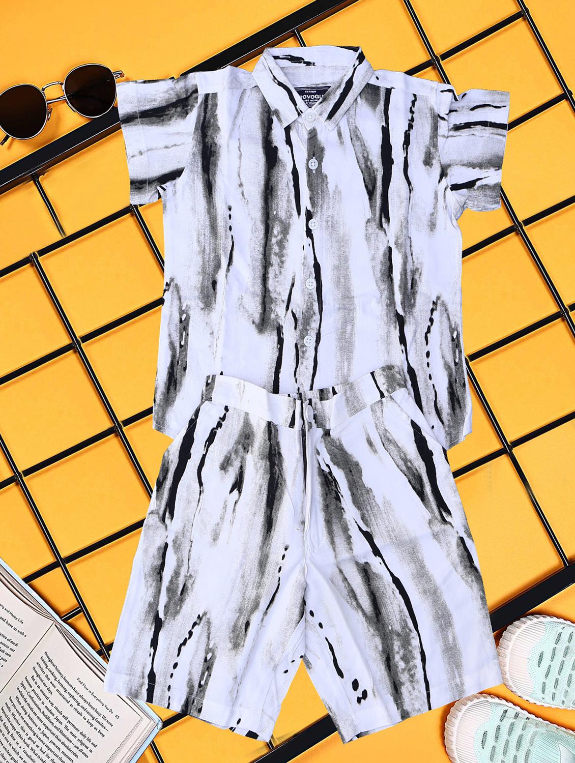 boys printed shirt and short co-ord set - 21954278 - Zoom Image - 0