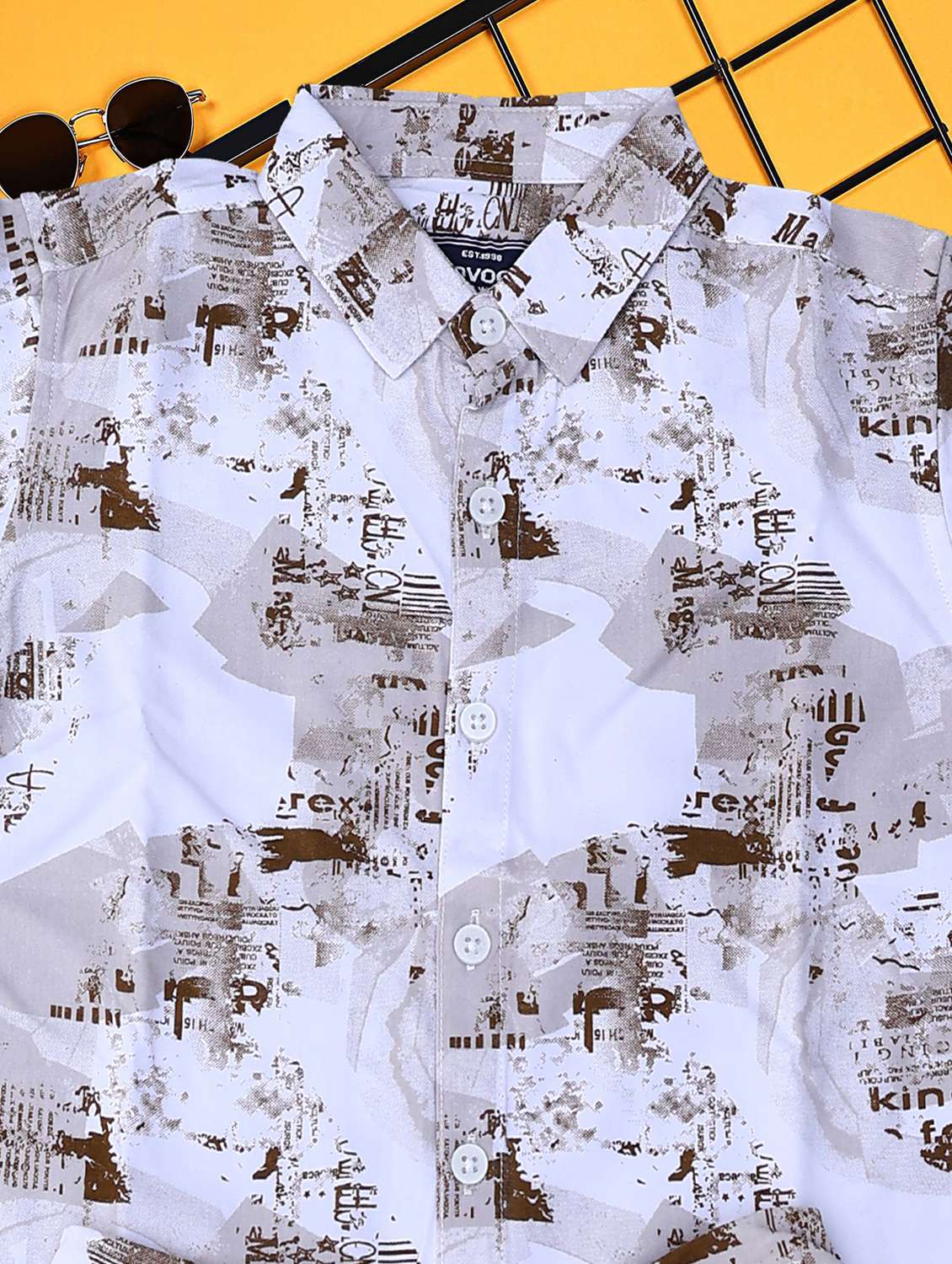 boys printed shirt and short co-ord set - 21954281 - Standard Image - 3