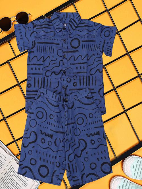 boys printed shirt and short co-ord set - 21954286 - Standard Image - 0