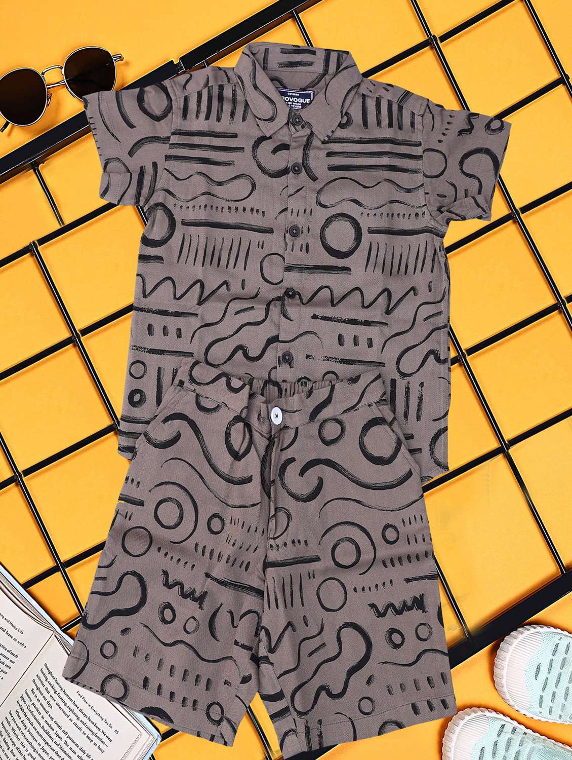 boys printed shirt and short co-ord set