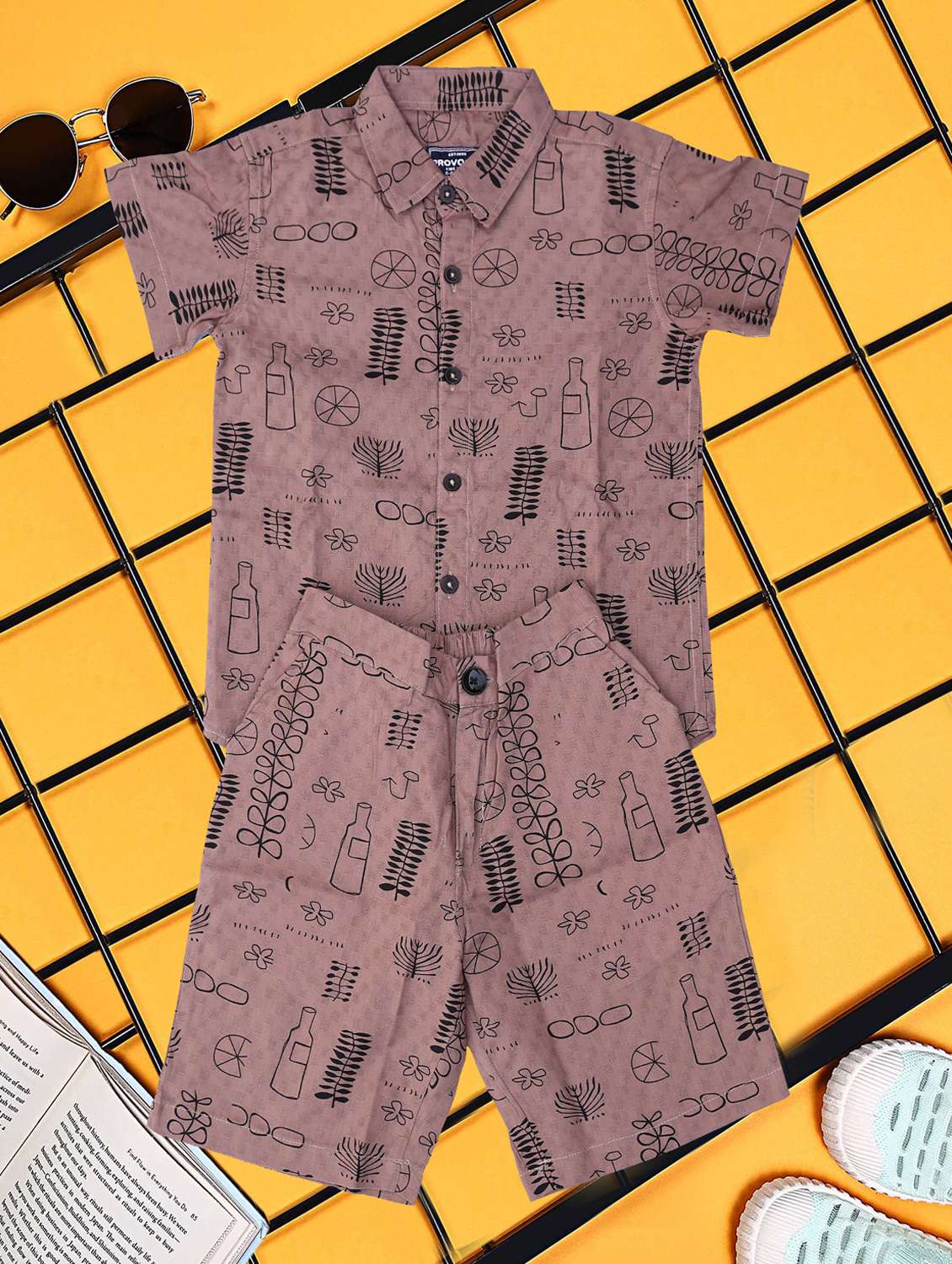 boys printed shirt and short co-ord set