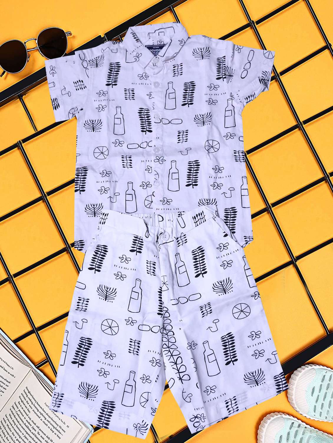 boys printed shirt and short co-ord set