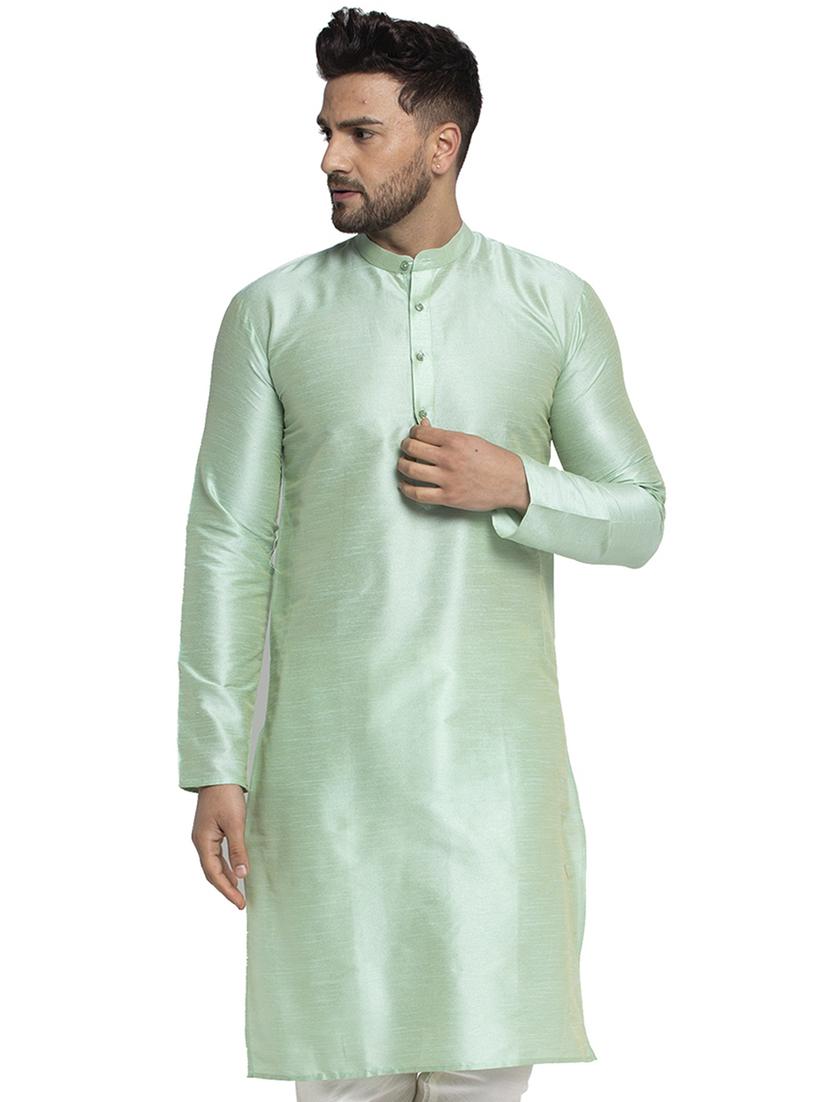 men solid mandarin neck long kurta - 21954306 -  Zoom Image - 0