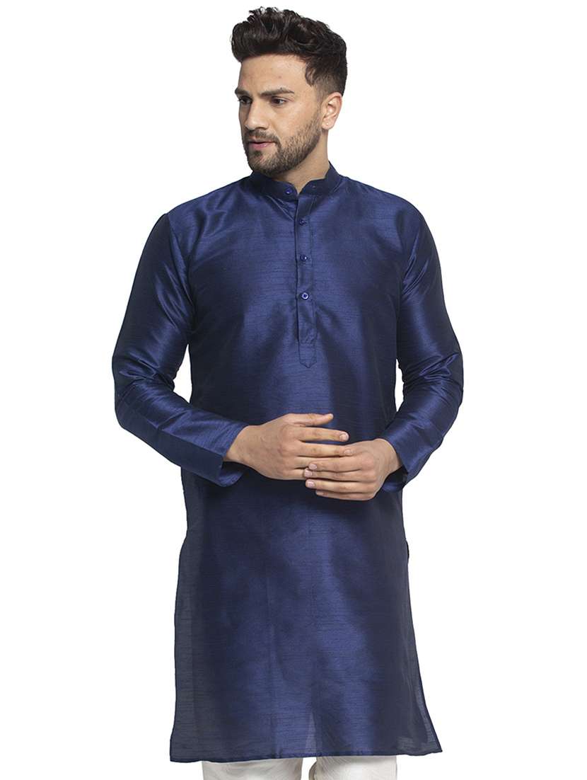 men solid mandarin neck long kurta