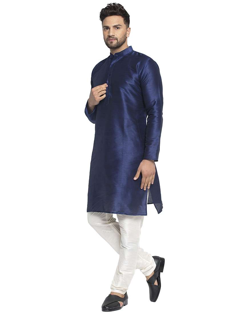men solid mandarin neck long kurta - 21954307 -  Standard Image - 3