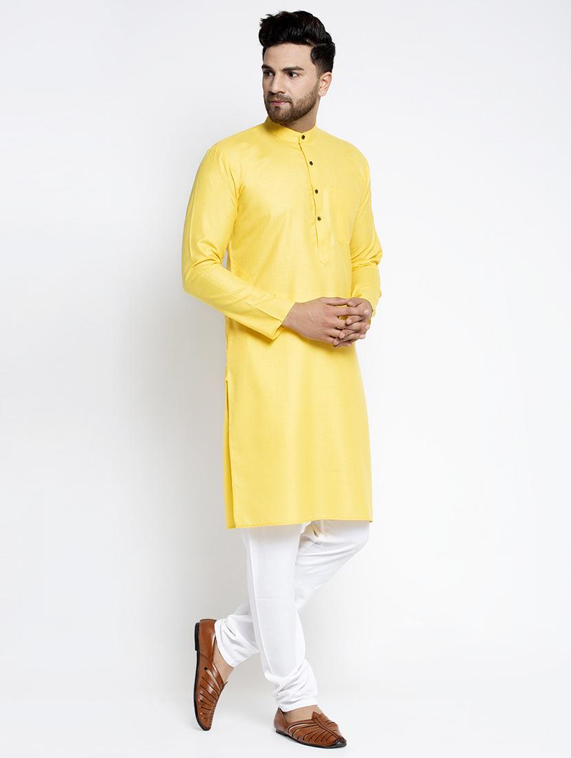 men solid mandarin neck long kurta - 21954324 - Standard Image - 3