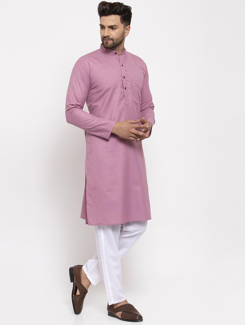 men solid mandarin neck long kurta - 21954325 - Standard Image - 3