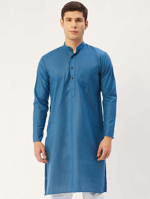 men solid mandarin neck long kurta - 21954329 -  Standard Image - 0