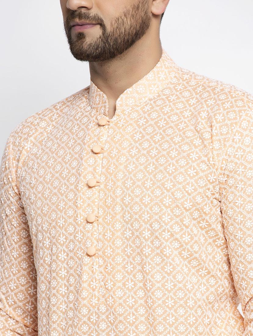 men mandarin neck kurta pyjama ethnic wear set - 21954346 - Standard Image - 3