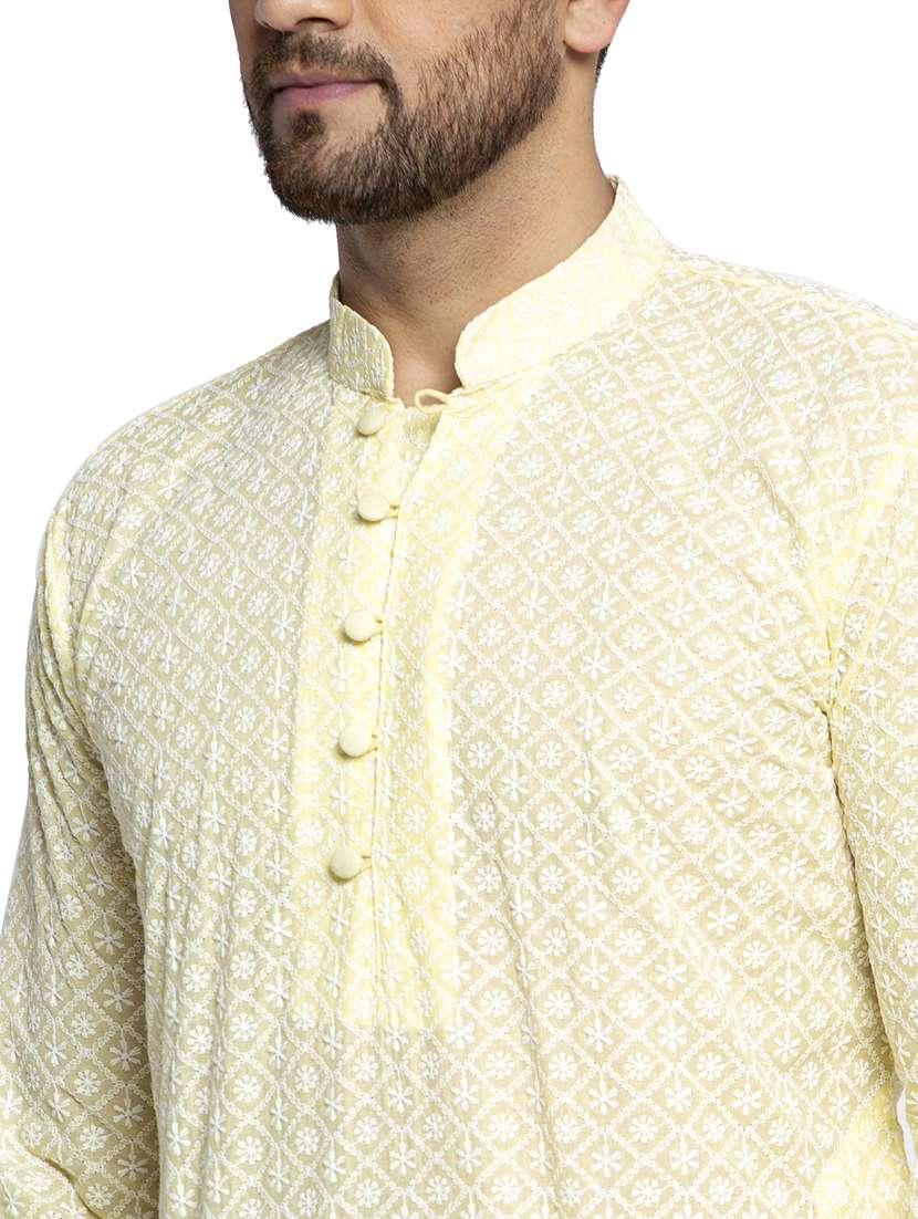 men mandarin neck kurta pyjama ethnic wear set - 21954348 -  Standard Image - 3