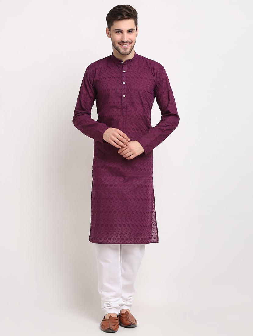 men mandarin neck kurta pyjama ethnic wear set - 21954368 -  Zoom Image - 0