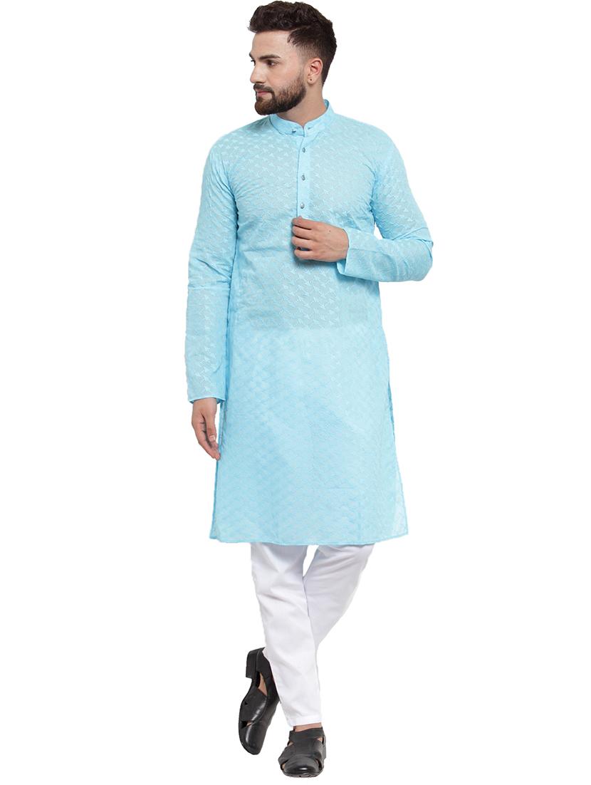 men mandarin neck kurta pyjama ethnic wear set - 21954369 - Zoom Image - 0