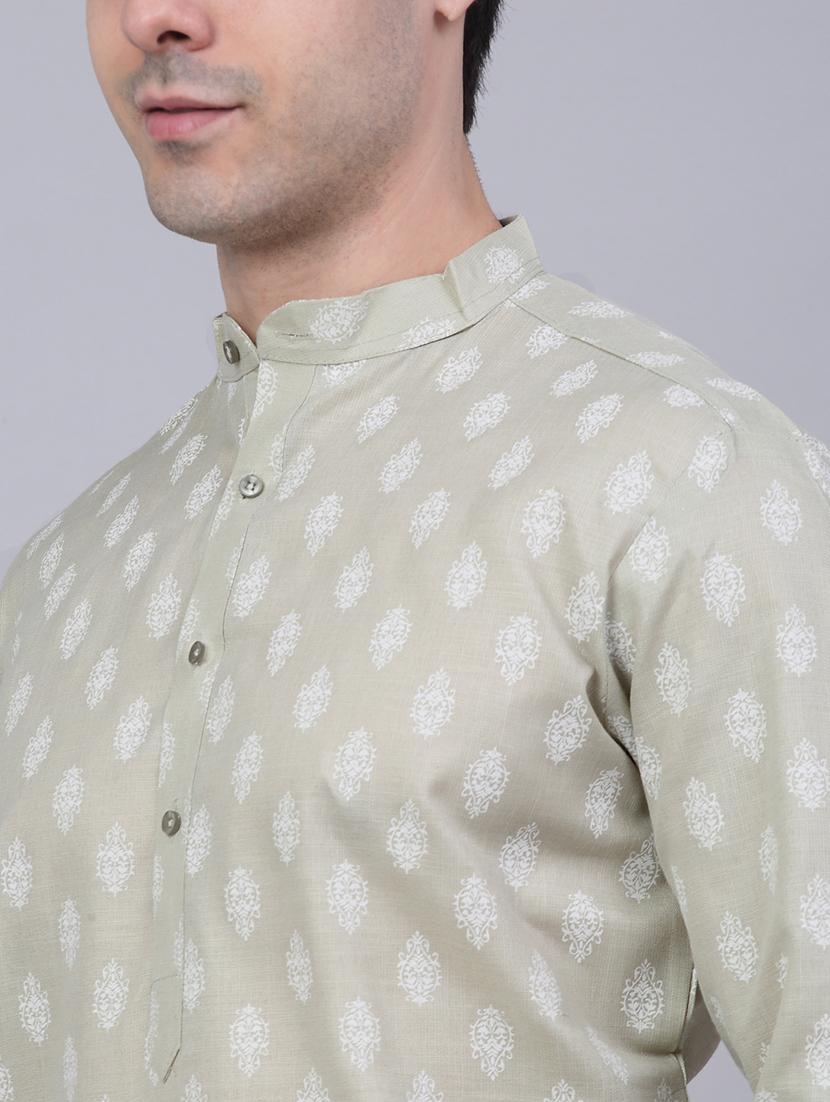 men mandarin neck kurta pyjama ethnic wear set - 21954376 - Standard Image - 3