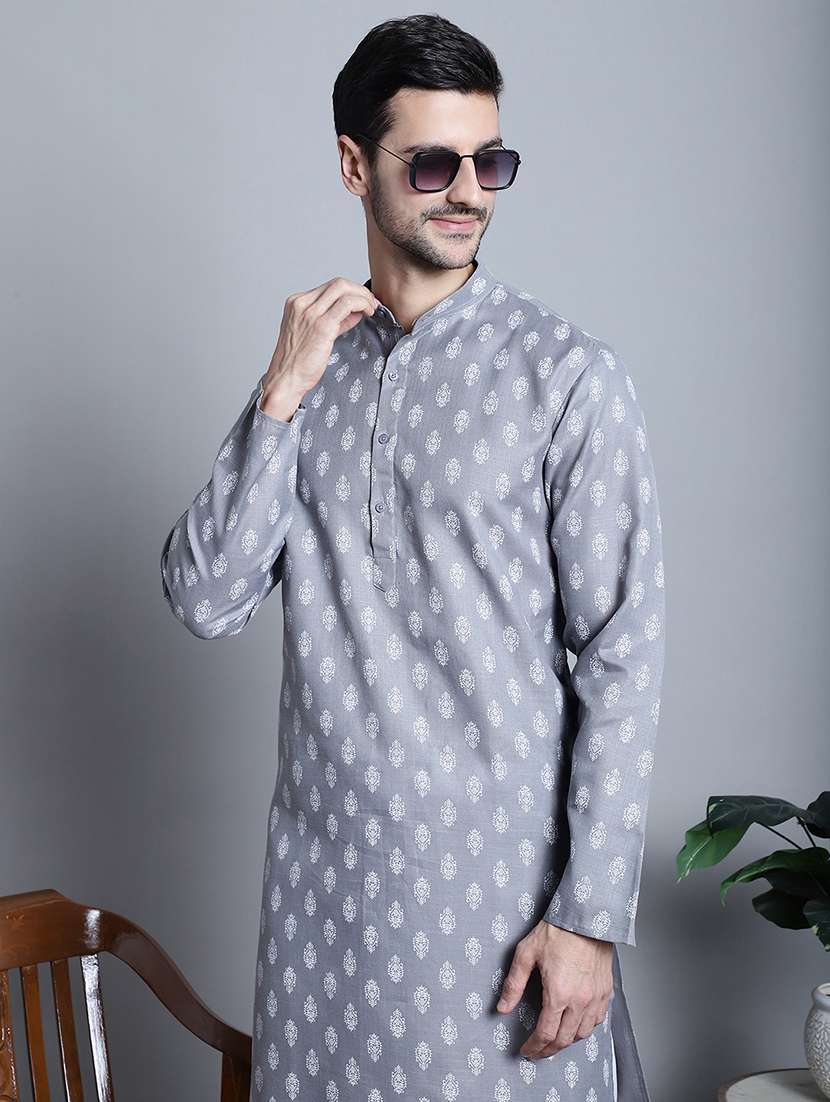 men mandarin neck kurta pyjama ethnic wear set - 21954378 -  Standard Image - 3