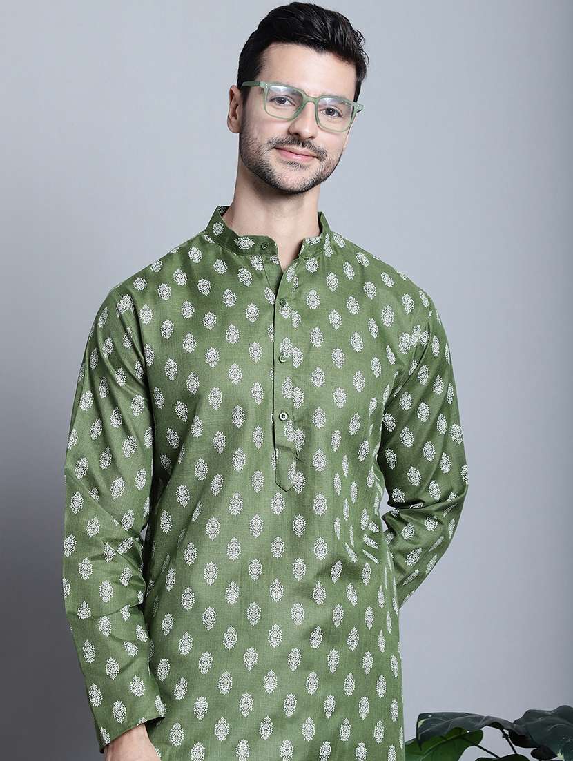 men mandarin neck kurta pyjama ethnic wear set - 21954380 -  Standard Image - 3