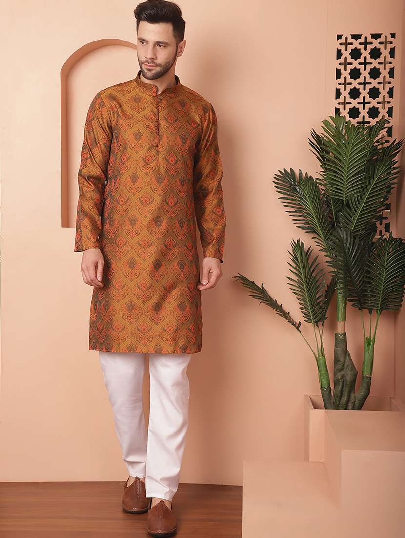 men mandarin neck kurta pyjama ethnic wear set - 21954386 -  Zoom Image - 0