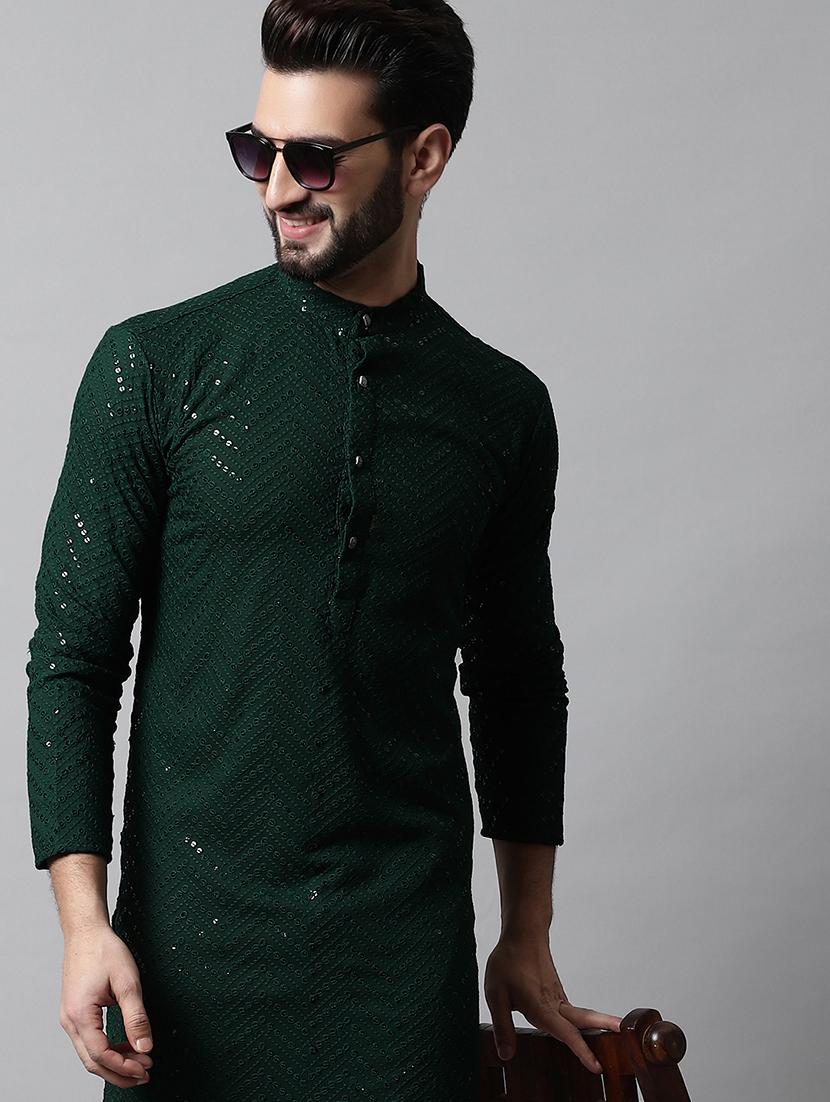 men mandarin neck kurta pyjama ethnic wear set - 21954396 - Standard Image - 3