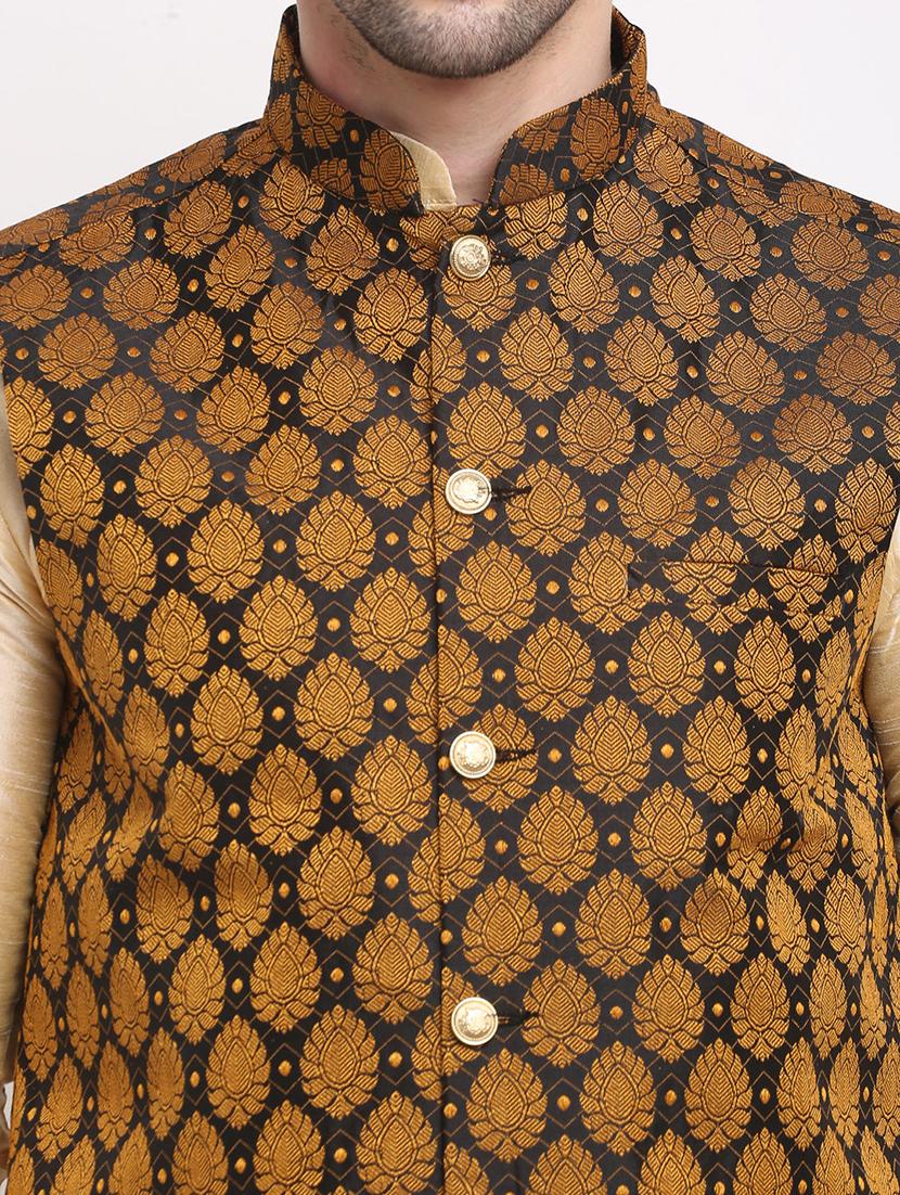 men mandarin neck regular fit nehru jacket - 21954399 - Standard Image - 3