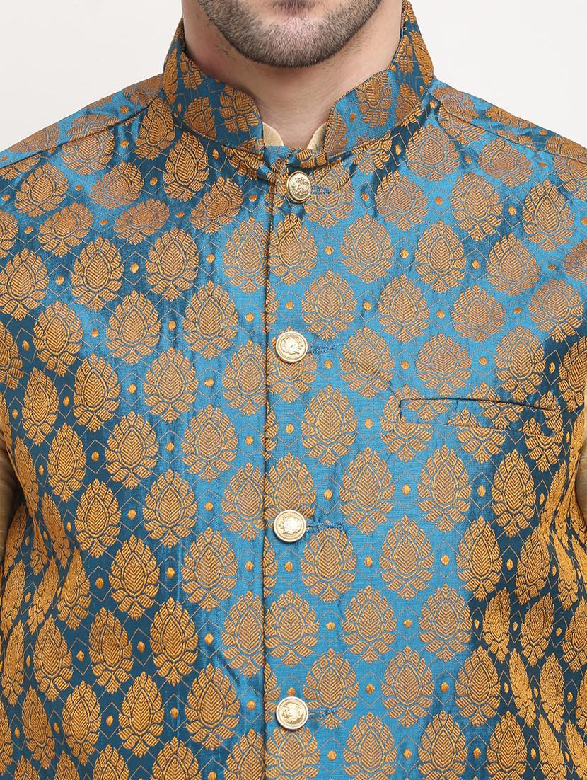 men mandarin neck regular fit nehru jacket - 21954400 - Standard Image - 3