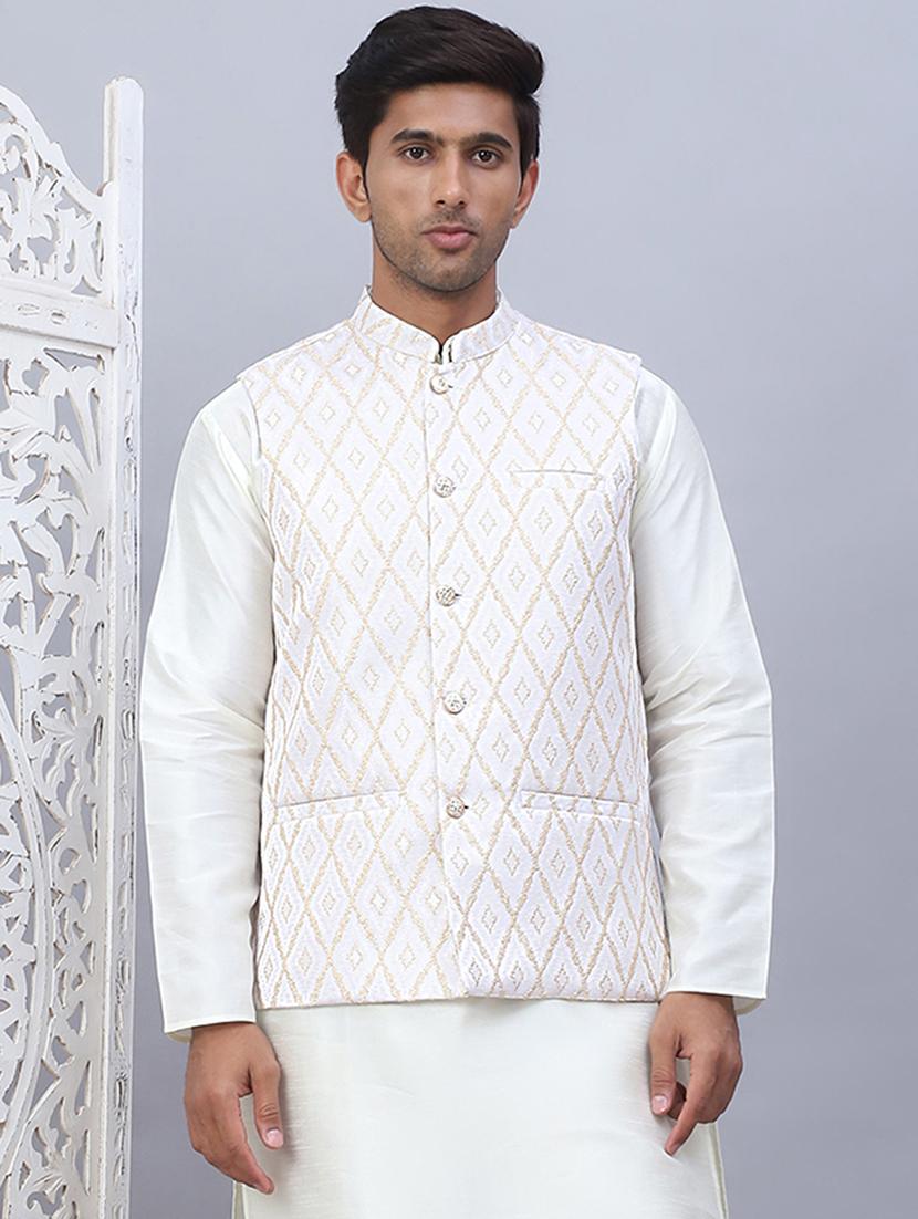 men mandarin neck regular fit nehru jacket - 21954406 -  Zoom Image - 0