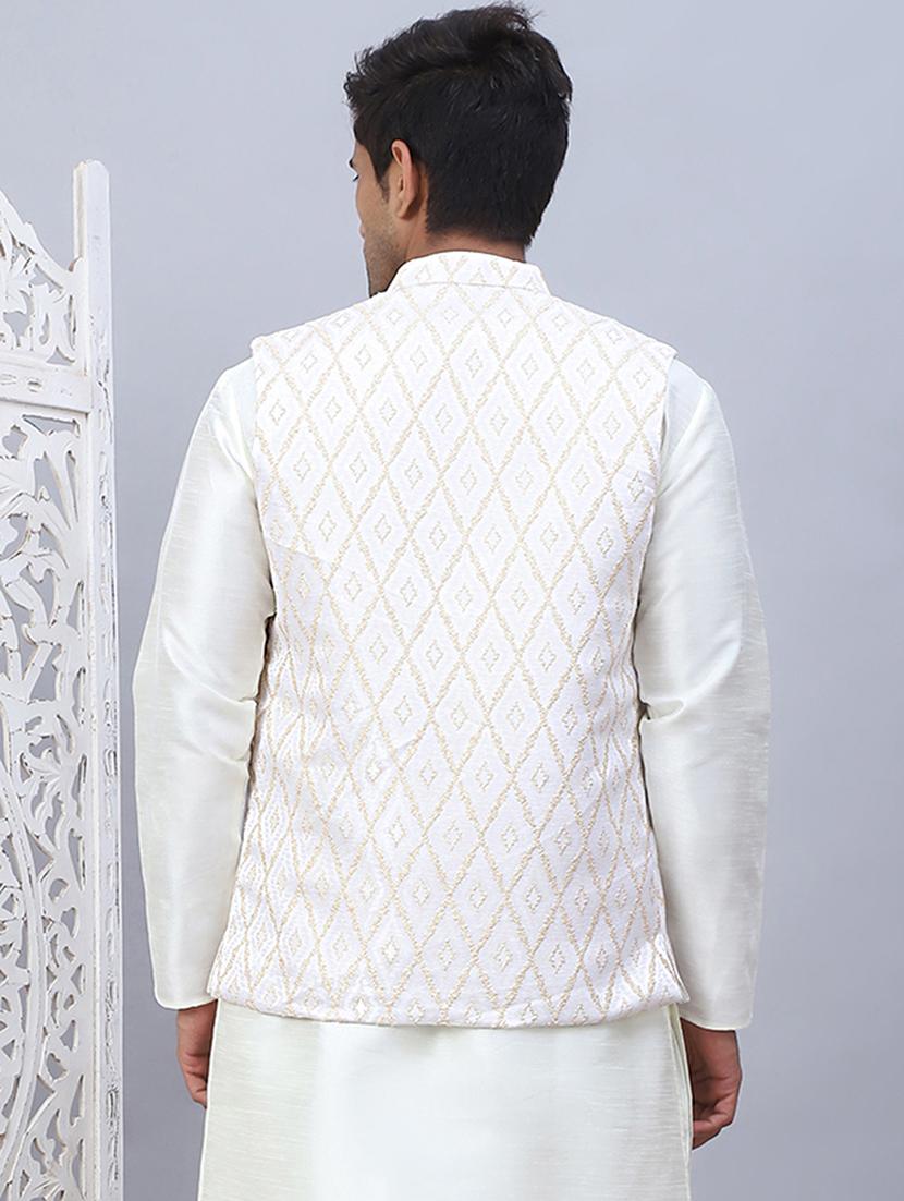 men mandarin neck regular fit nehru jacket - 21954406 - Standard Image - 3