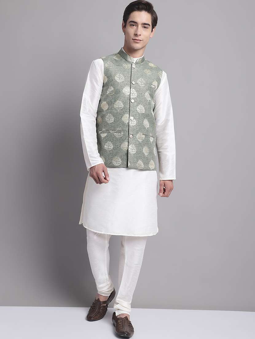 men mandarin neck regular fit nehru jacket - 21954414 -  Standard Image - 3