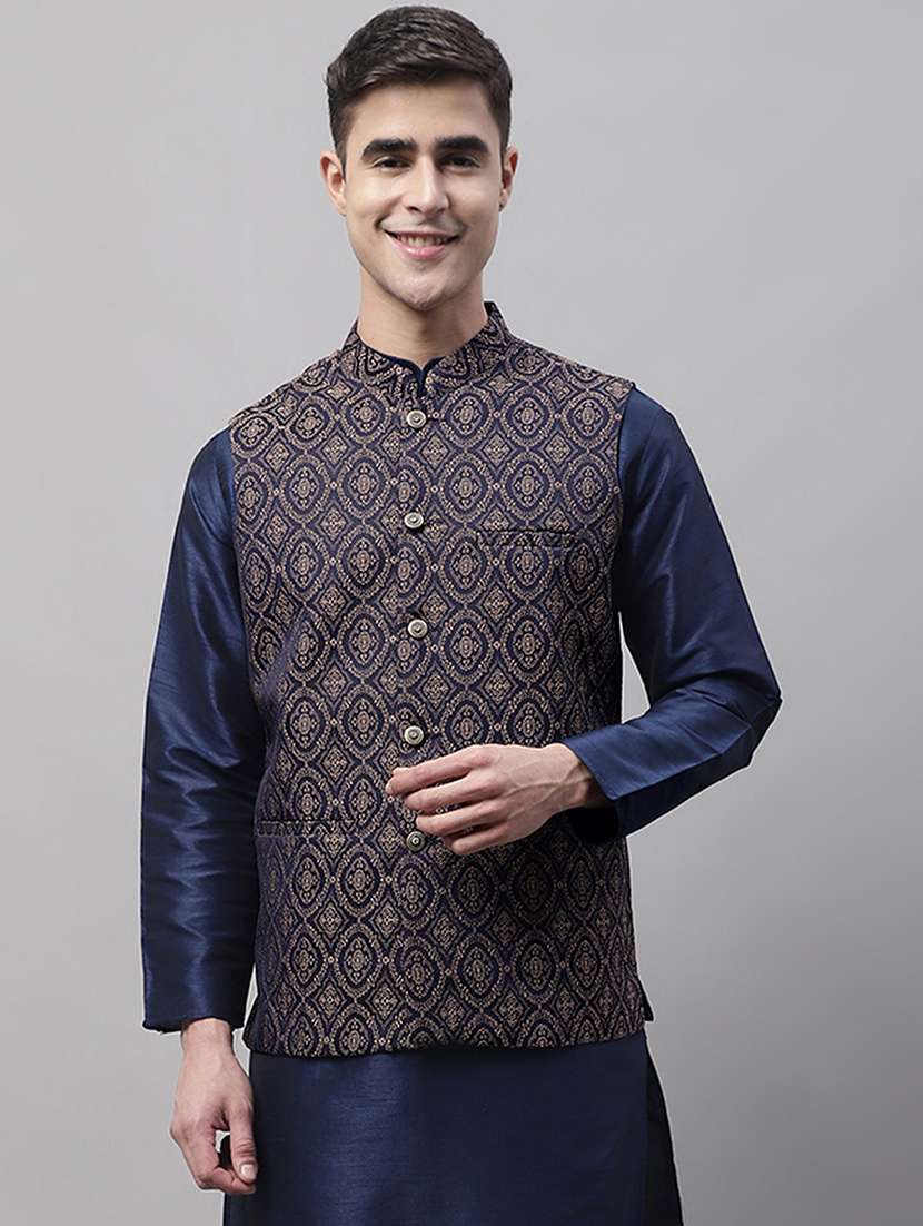 men mandarin neck regular fit nehru jacket - 21954415 -  Zoom Image - 0