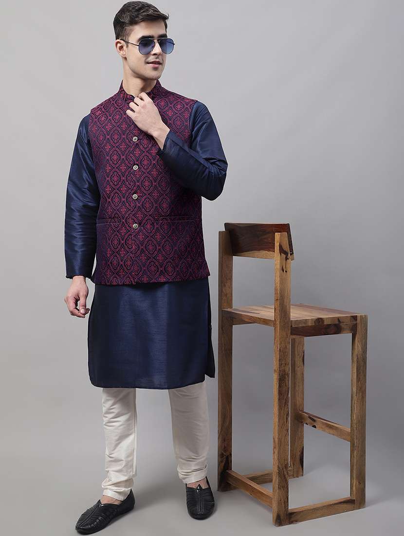 men mandarin neck regular fit nehru jacket - 21954416 -  Standard Image - 3