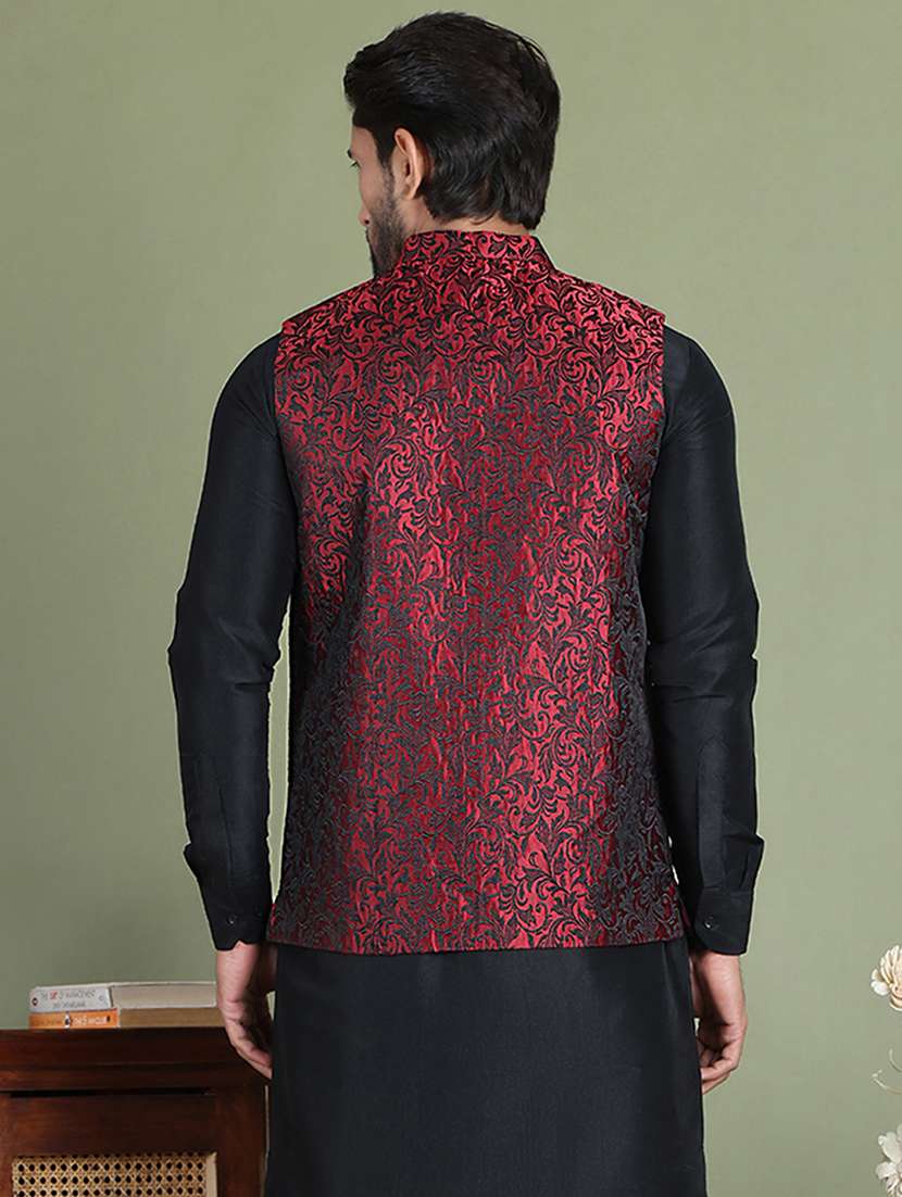 men mandarin neck regular fit nehru jacket - 21954423 -  Standard Image - 3