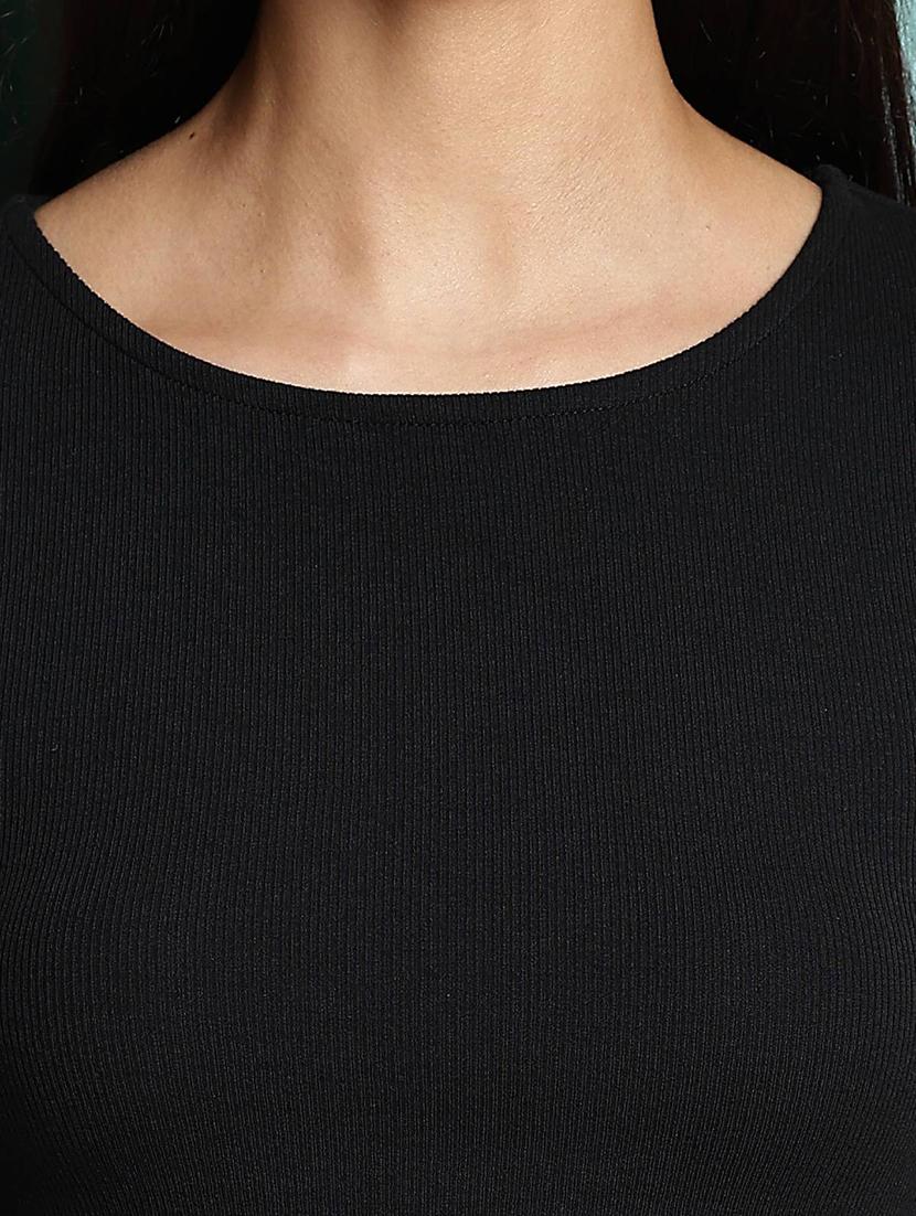 women solid round neck crop top - 21954436 - Standard Image - 3