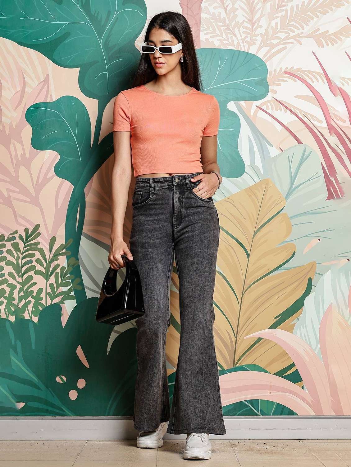 women solid round neck crop top - 21954440 -  Standard Image - 5